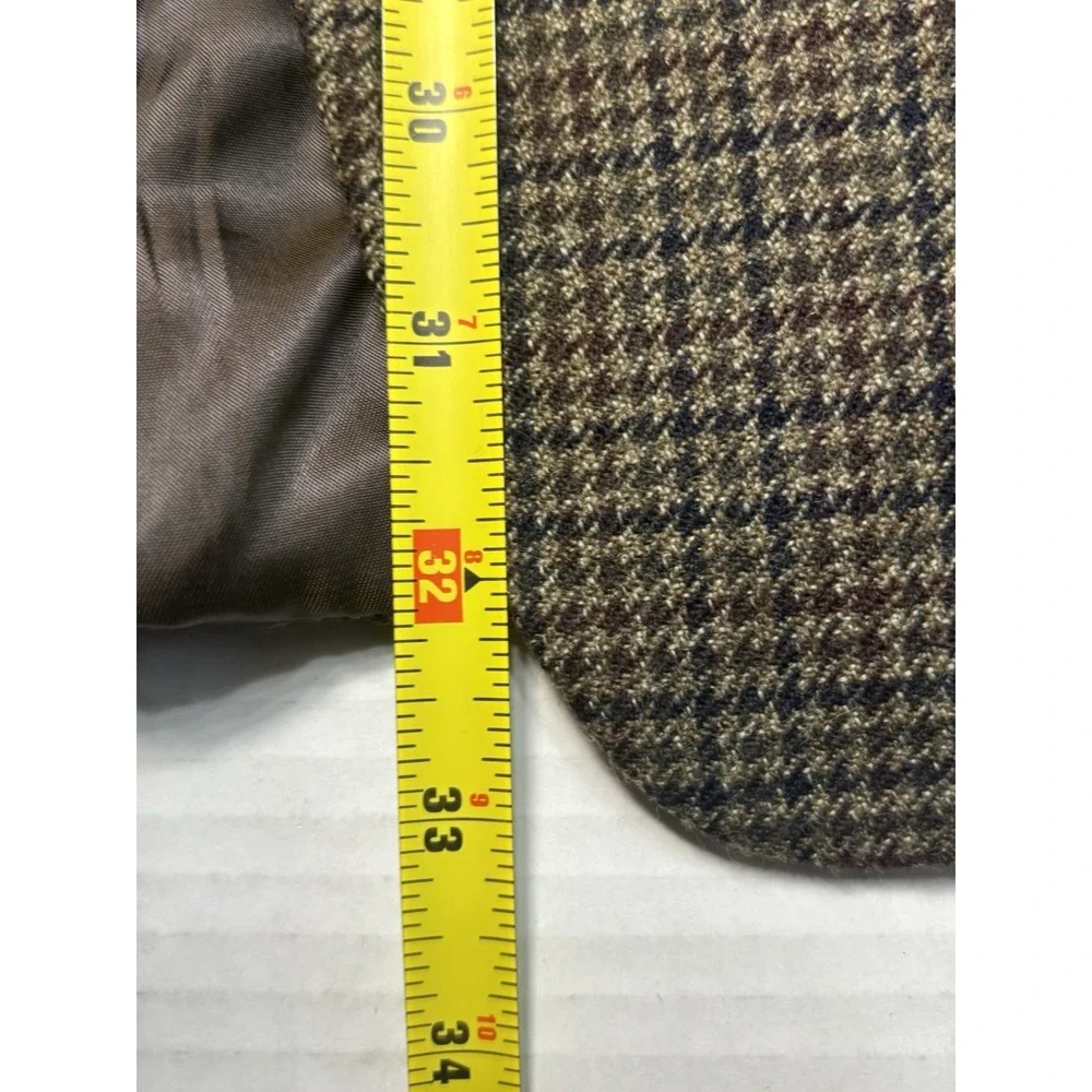 Vintage Lauren‎ Ralph Lauren 48L Wool Sport Coat Blazer Brown Houndstooth Jacket